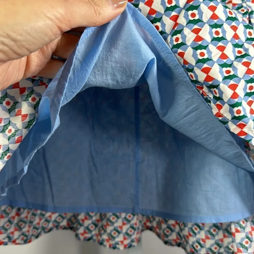 MAEVE ANTHROPOLOGIE Women's Cotton Motif Pleated Mini Skirt Blue Size 6 - Picture 7 of 12